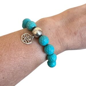 Silpada Magnesite Bead Best Trend Bracelet Adjustable Cord Sterling Silver Charm